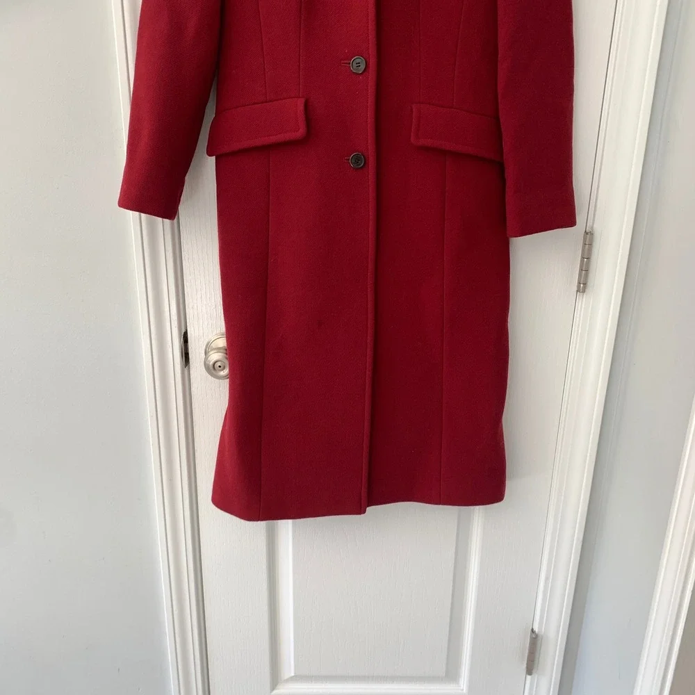 J.‎ Crew Womens Red Wool Blend Long Overcoat Button Front Topcoat Jacket